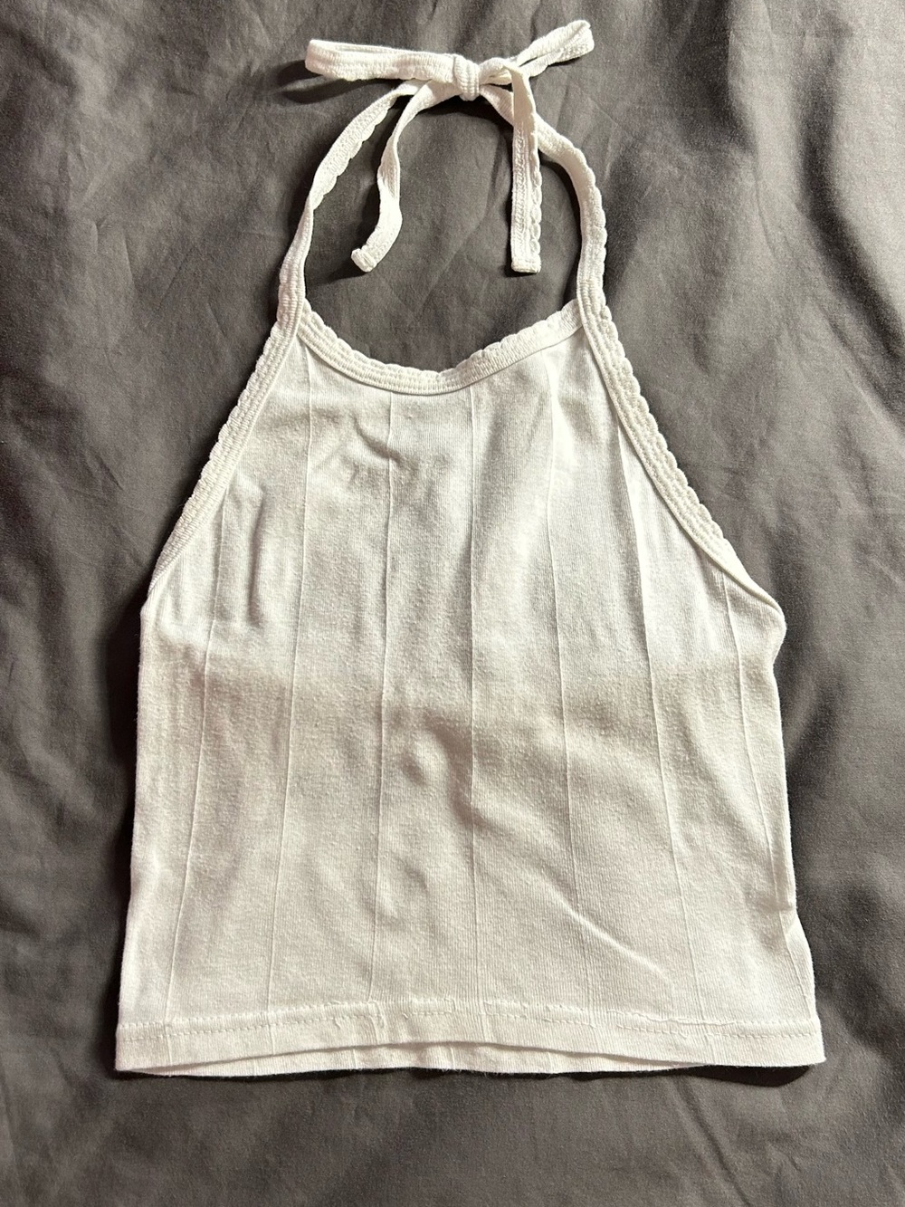 💜 Urban Outfitters White Ribbed Cotton Halter Crop Top